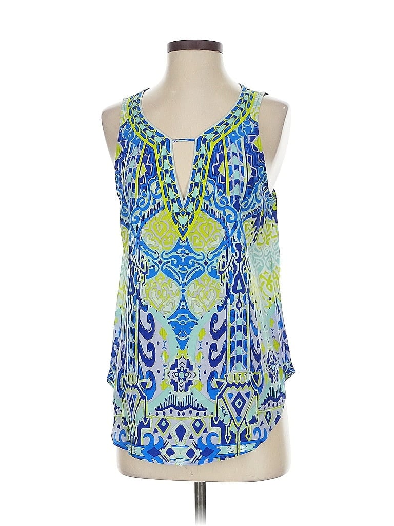 Click to view more detailed imagery on our partner's website Pre-owned Hale Bob Sleeveless Blouse In Blue