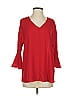 Chaus 100% Polyester Red 3/4 Sleeve Top Size S - photo 1