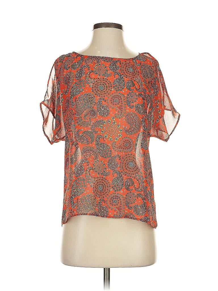 Pre-owned Harlowe & Graham Short Sleeve Blouse In Red