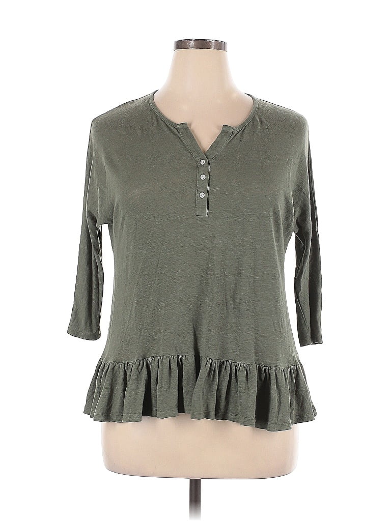Pre-owned Joie 3/4 Sleeve T-shirt In Green