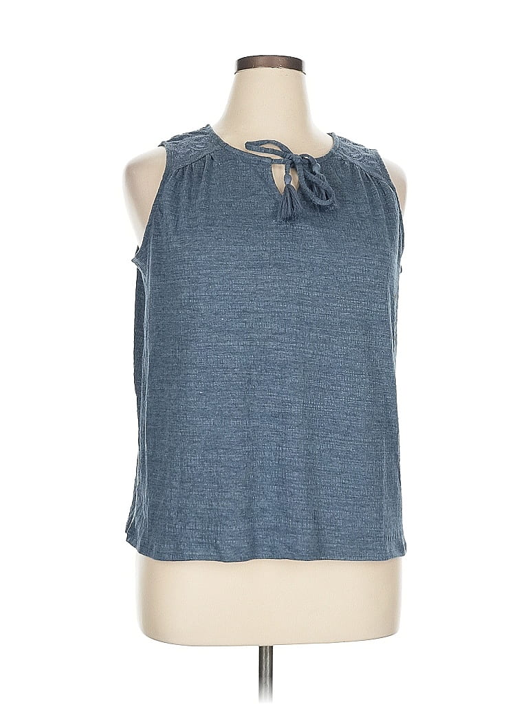 Pre-owned Cable & Gauge Sleeveless Blouse In Blue