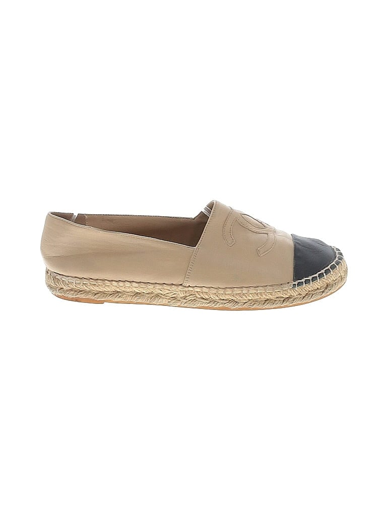 Chanel 100% Leather Tan  Leather Cap Toe CC Espadrilles Size EU 39 - photo 1