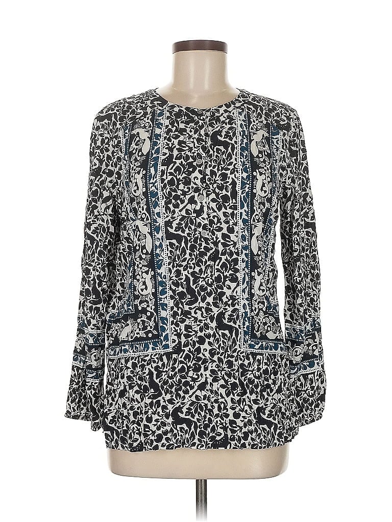 Pre-owned Ann Taylor Loft Long Sleeve Blouse In Silver