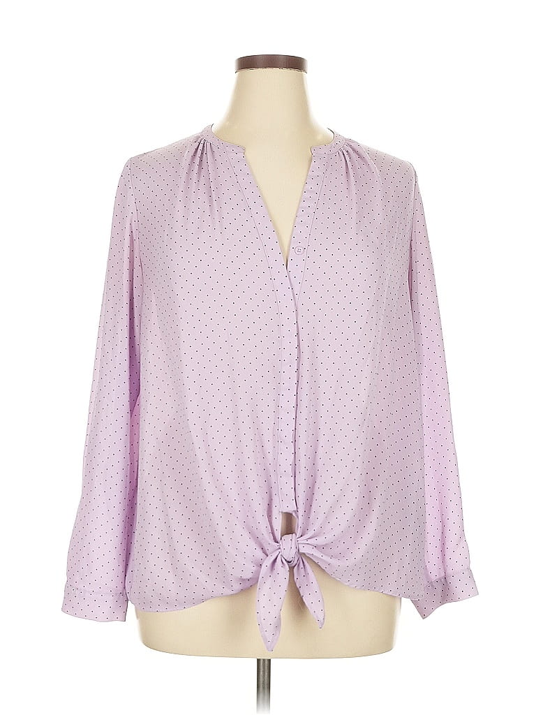 Pre-owned Dana Buchman Long Sleeve Blouse In Purple