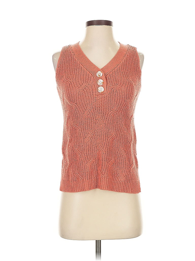 Pink Clover 100% Acrylic Orange Sleeveless Top Size XS - photo 1