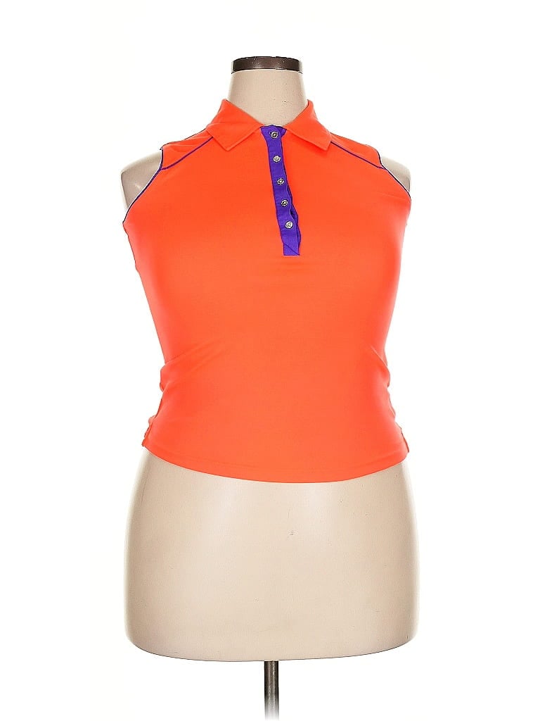 Pre-owned Sunice Tank Top Orange Halter Neckline Tops