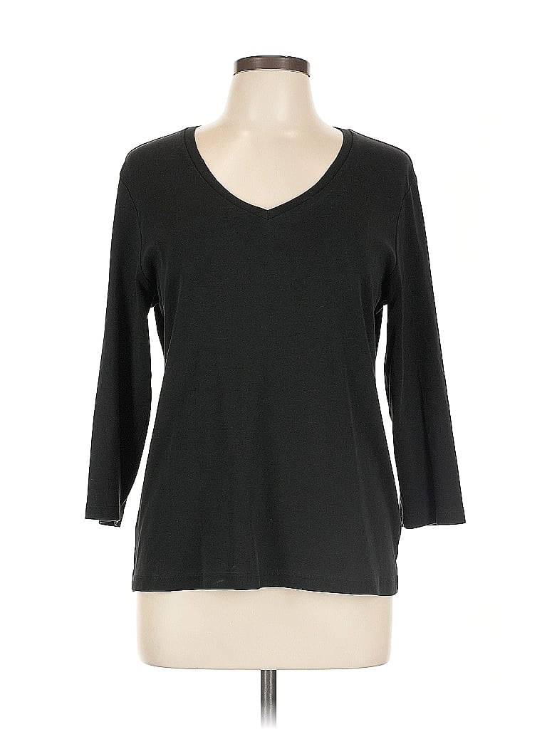 Pre-owned Chico's 3/4 Sleeve T-shirt In Black