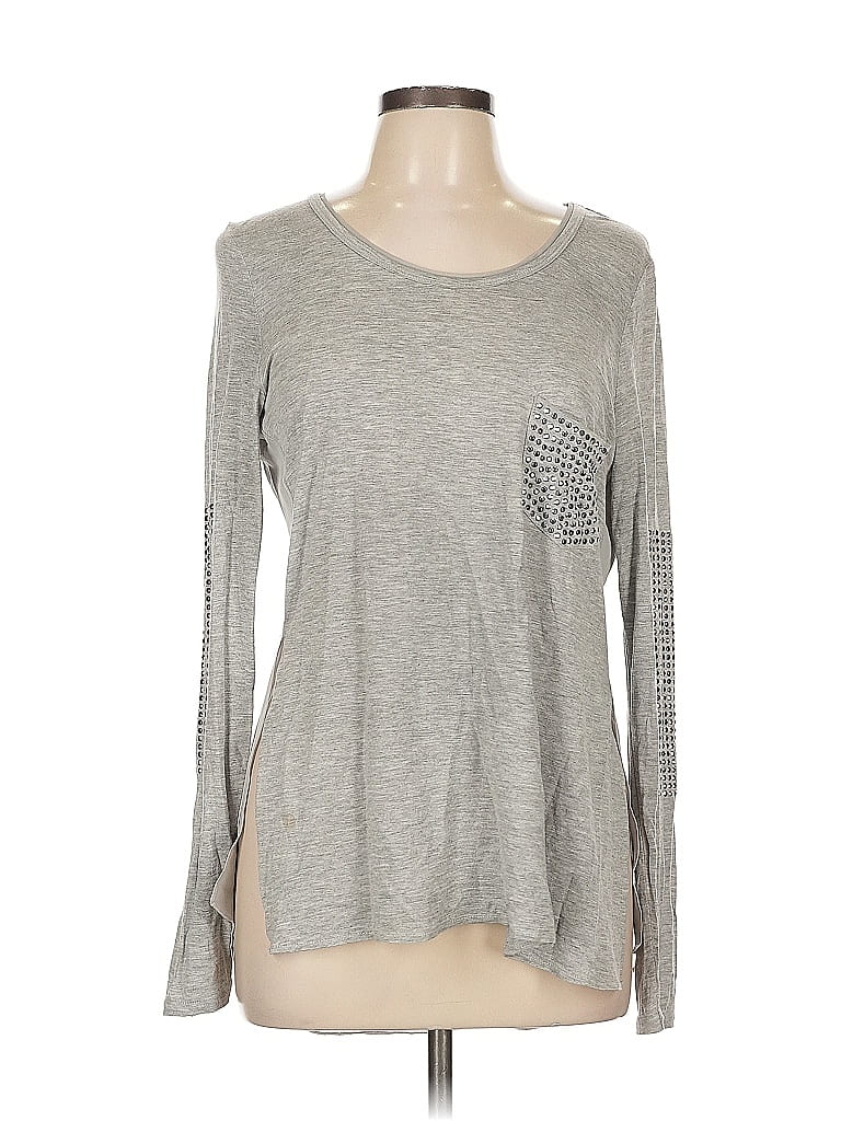Pre-owned Karen Millen Long Sleeve Top Gray Crew Neck Tops