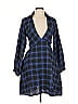 Suzanne Betro 100% Cotton Plaid Blue Black Casual Dress Size L - photo 1