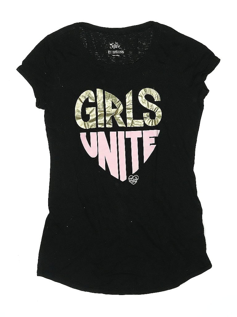 Justice Black Short Sleeve T-Shirt Size 12 - photo 1