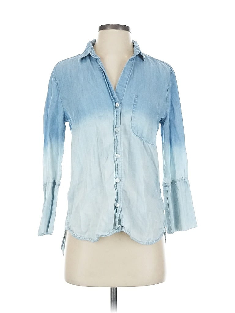 Click to view more detailed imagery on our partner's website Pre-owned Bella Dahl 3/4 Sleeve Button Down Shirt In Blue