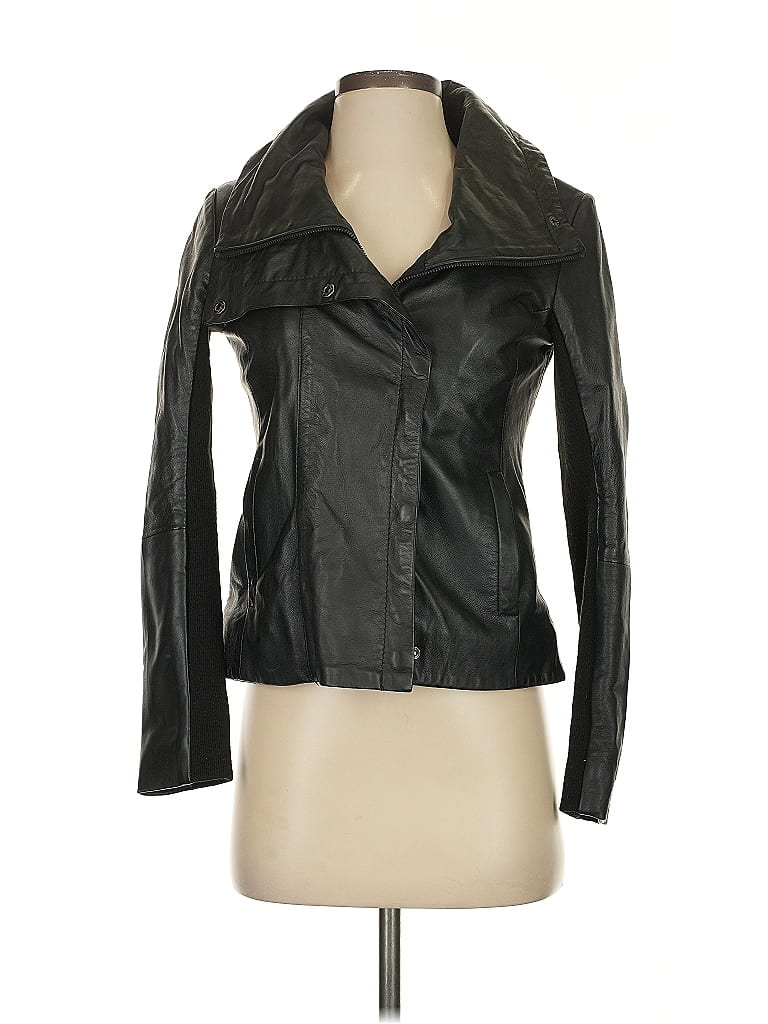 Satoshi Tanaka Barney’s New York black covered placket leather jacket - S XS