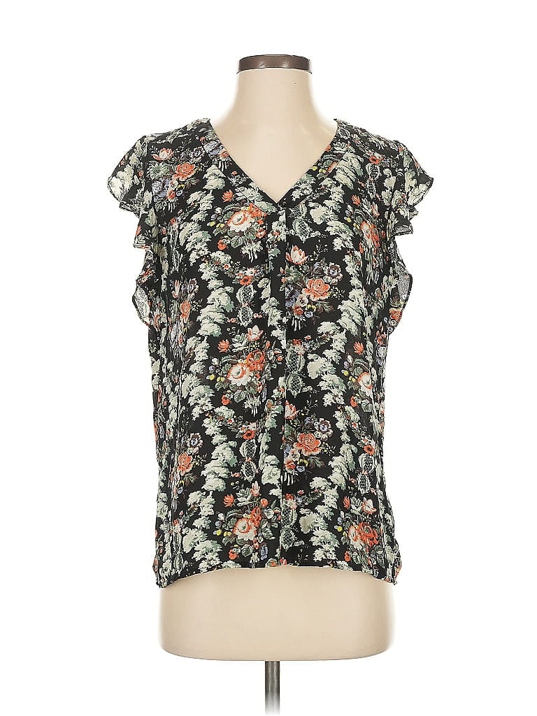 Pre-owned Philosophy Republic Clothing Short Sleeve Blouse In Black