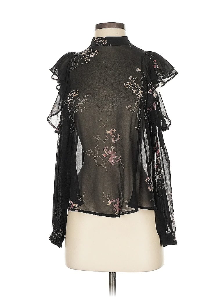 Pre-owned Astr Long Sleeve Blouse In Black