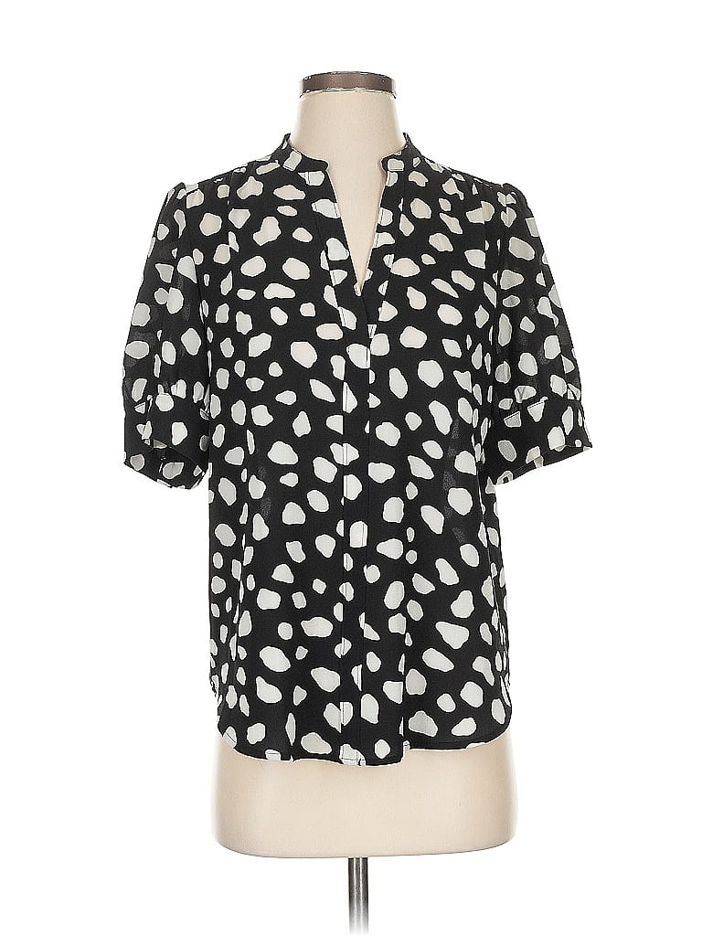 Pre-owned Ann Taylor Short Sleeve Blouse In Black