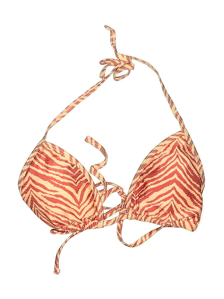 Pre-owned California Sunshine Swimsuit Top Orange Animal Print Pattern Swimwear