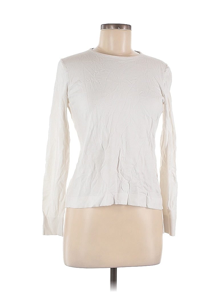 Pre-owned Etcetera Long Sleeve Top Ivory Crew Neck Tops In White
