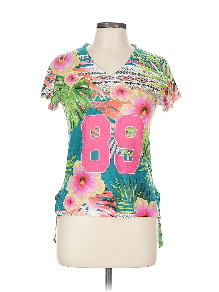 Pre-owned M-fasis By California Blue Short Sleeve Blouse In Green