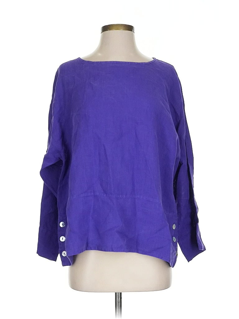 bryn WALKER 100% Linen Purple 3/4 Sleeve Blouse Size S - photo 1