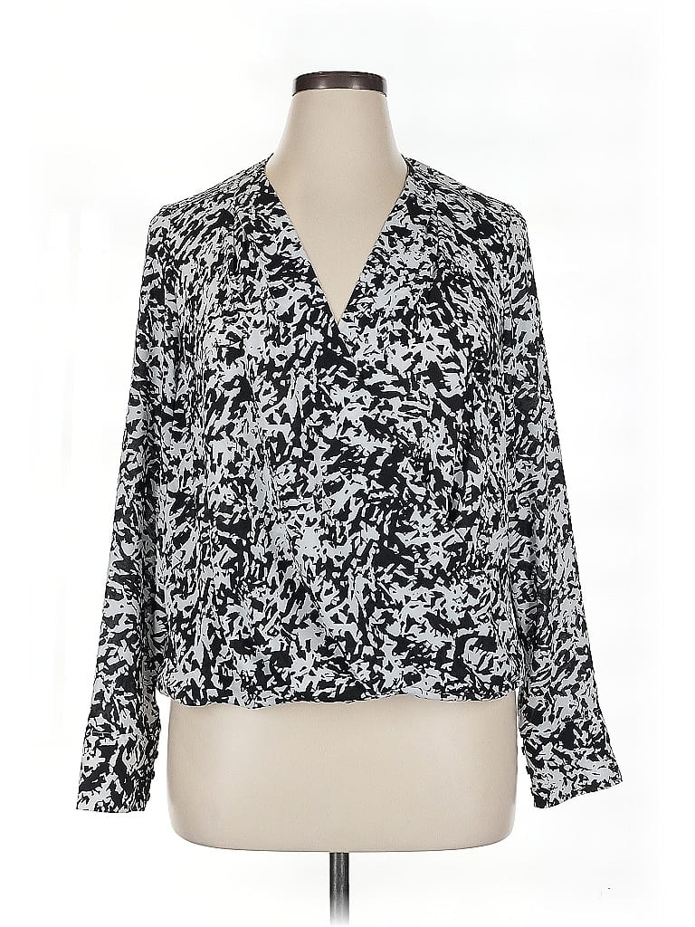 Pre-owned Halogen 3/4 Sleeve Blouse In Black