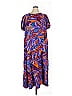 Terra & Sky 100% Viscose Print Purple Casual Dress Size 1X - photo 1
