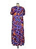 Terra & Sky 100% Viscose Print Purple Casual Dress Size 1X - photo 2