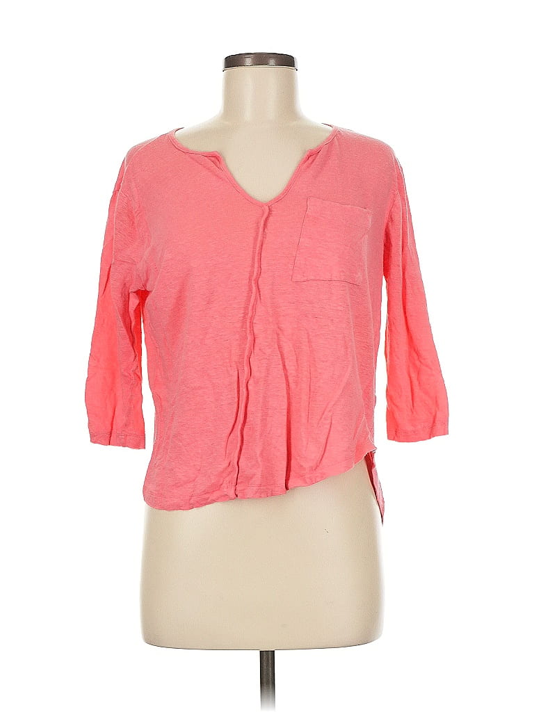 Pre-owned Bordeaux 3/4 Sleeve T-shirt In Pink