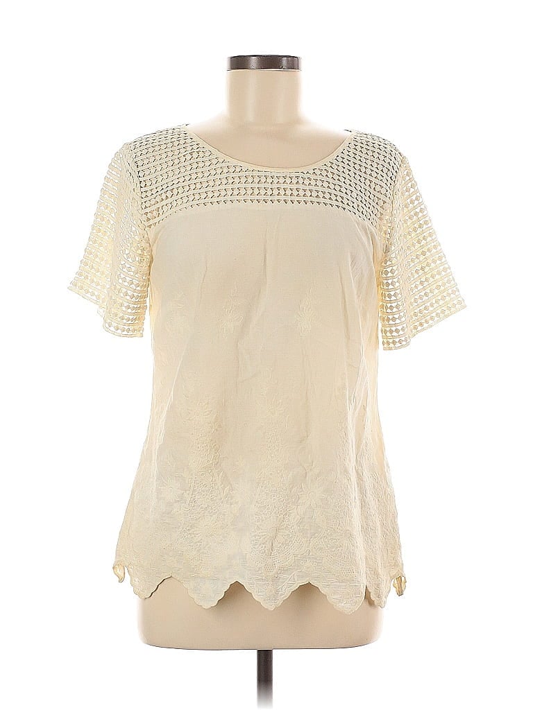 Pre-owned Merona Short Sleeve Blouse In White