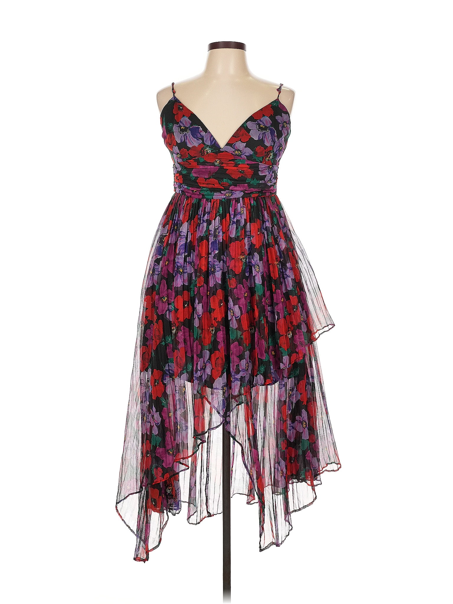 La Maison Talulah 100% Polyester Floral Purple Cocktail Dress Size L