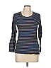 Donna Karan New York 100% Cotton Stripes Blue 3/4 Sleeve T-Shirt Size L - photo 1