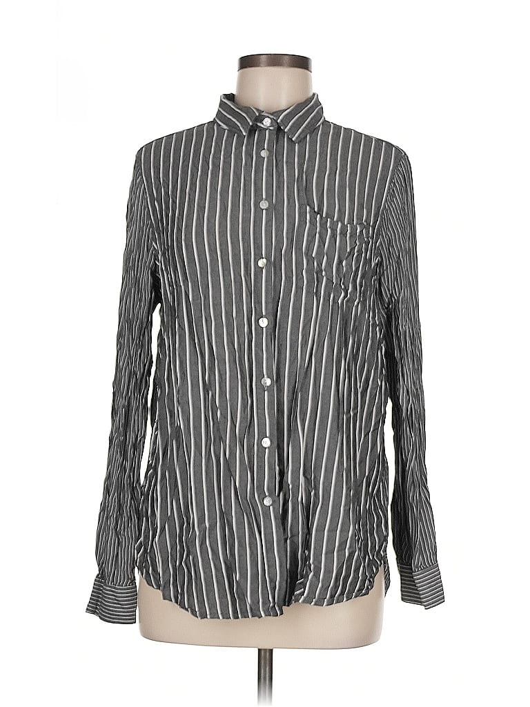 Pre-owned Unbranded Long Sleeve Button Down Shirt In Gray