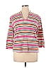Ruby Rd. Stripes Color Block Pink 3/4 Sleeve Blouse Size XL - photo 1