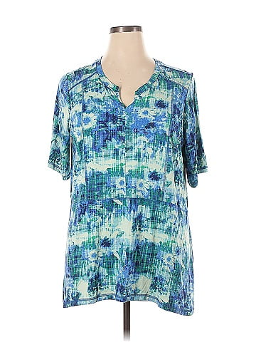 LOGO by Lori Goldstein Short Sleeve Henley (view 1)