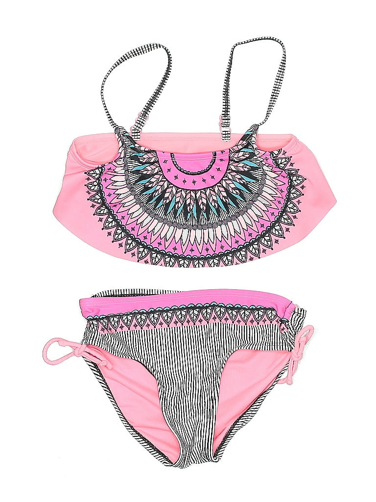 Justice Print Pink Two Piece Swimsuit Size 8 - photo 1
