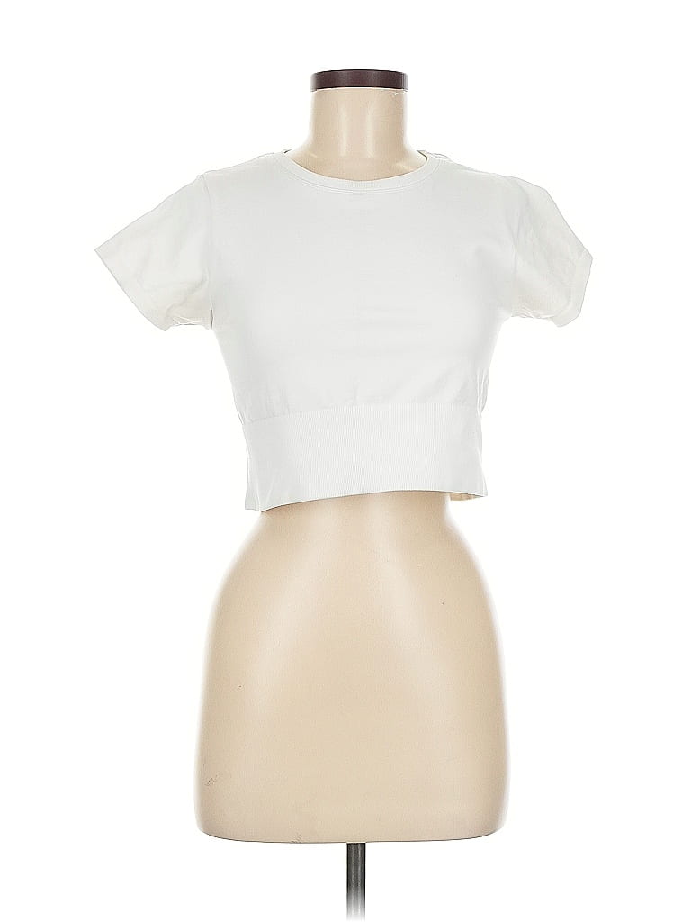 Pre-owned Offline By Aerie Short Sleeve Top Ivory Keyhole Neckline Tops In White