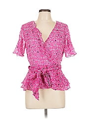 Tanya Taylor Short Sleeve Silk Top