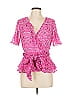 Tanya Taylor Floral Pink Short Sleeve Silk Top Size 12 - photo 1