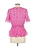 Tanya Taylor Floral Pink Short Sleeve Silk Top Size 12 - photo 2