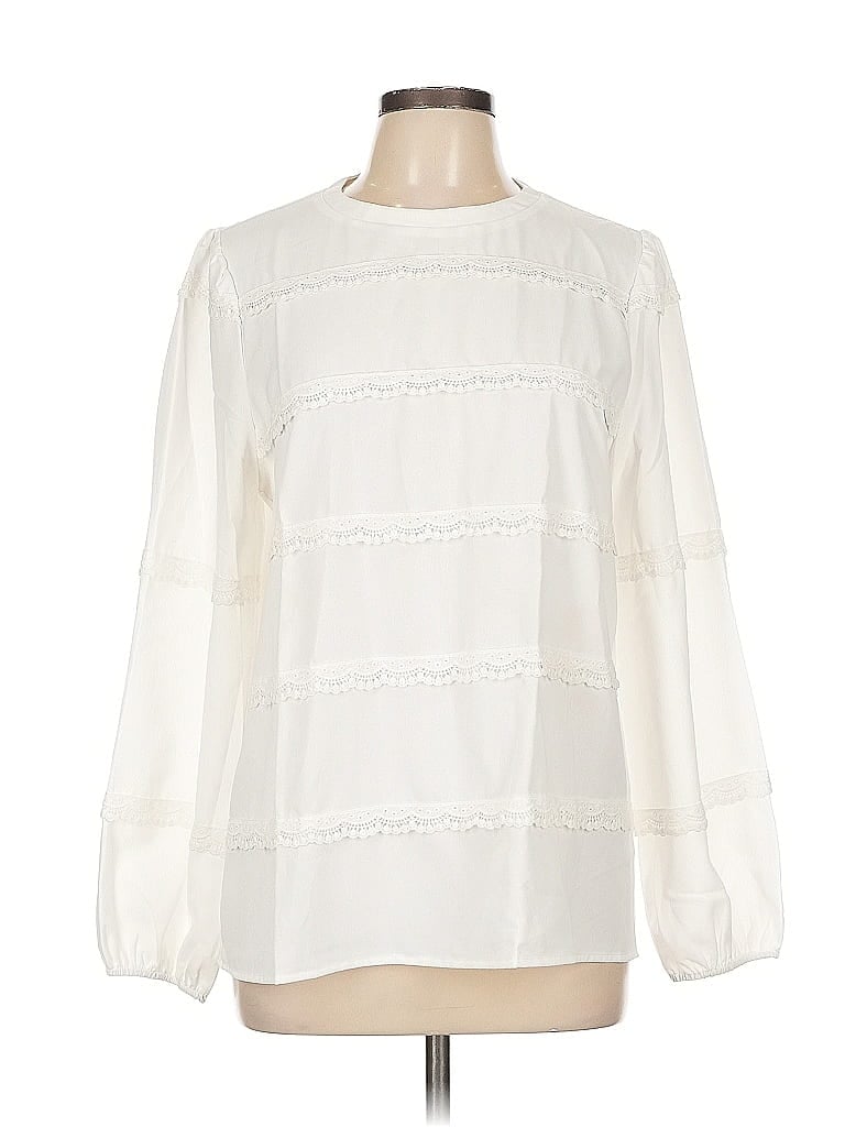 Pre-owned Grace Karin Long Sleeve Blouse In White