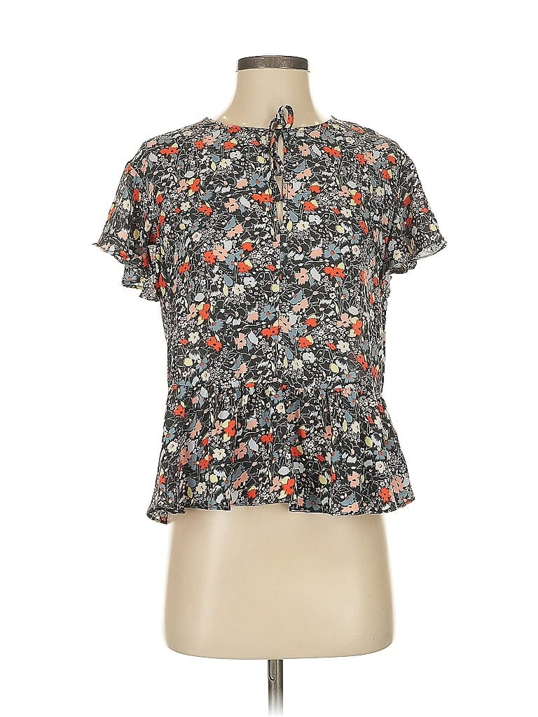 Pre-owned Gap Short Sleeve Blouse In Black