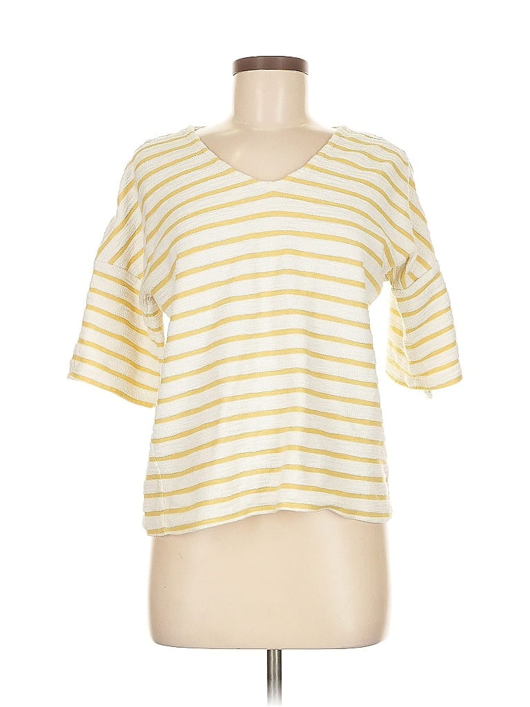 Pre-owned Jane And Delancey Short Sleeve Top Yellow Scoop Neck Tops