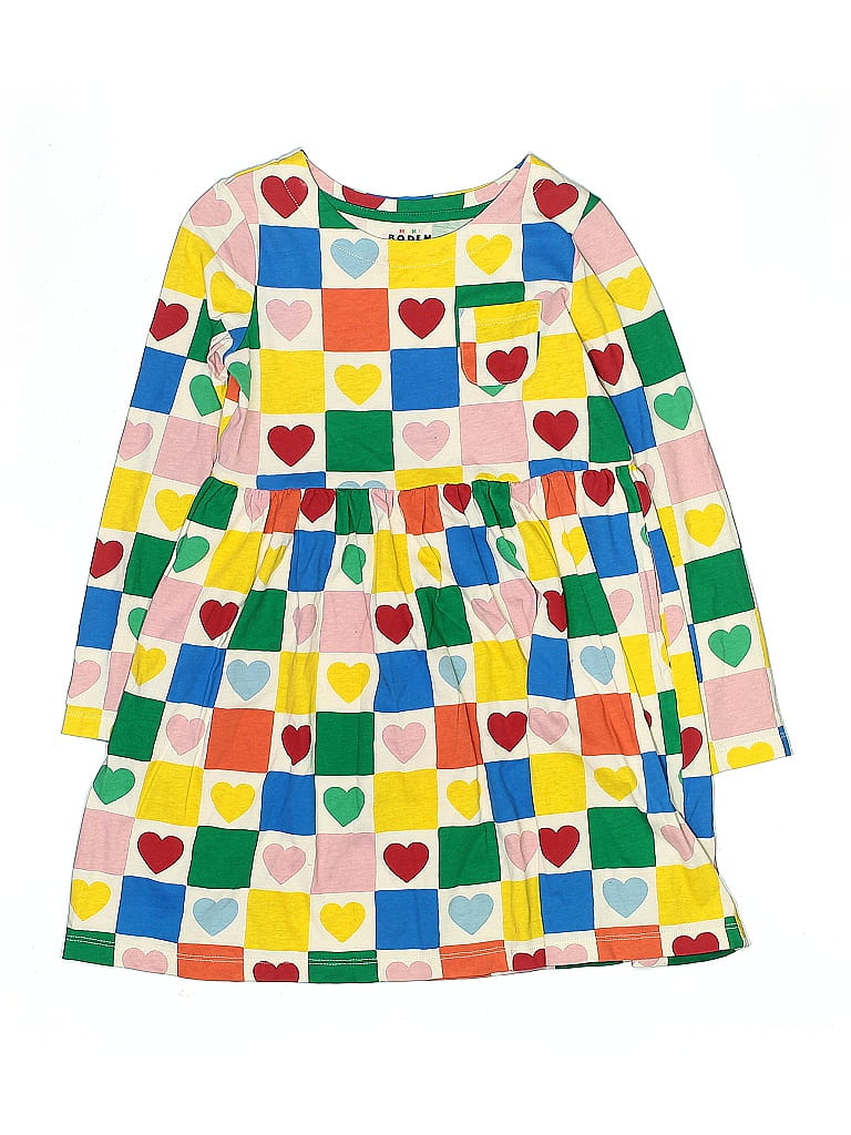 Mini Boden 100% Cotton Hearts Yellow Dress Size 7 - 8 - photo 1