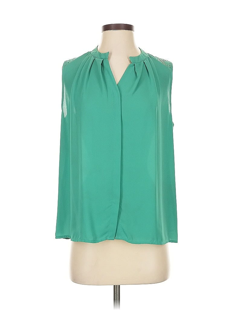 Pre-owned Collective Concepts Tank Top Teal Tie Neck Tops In Blue