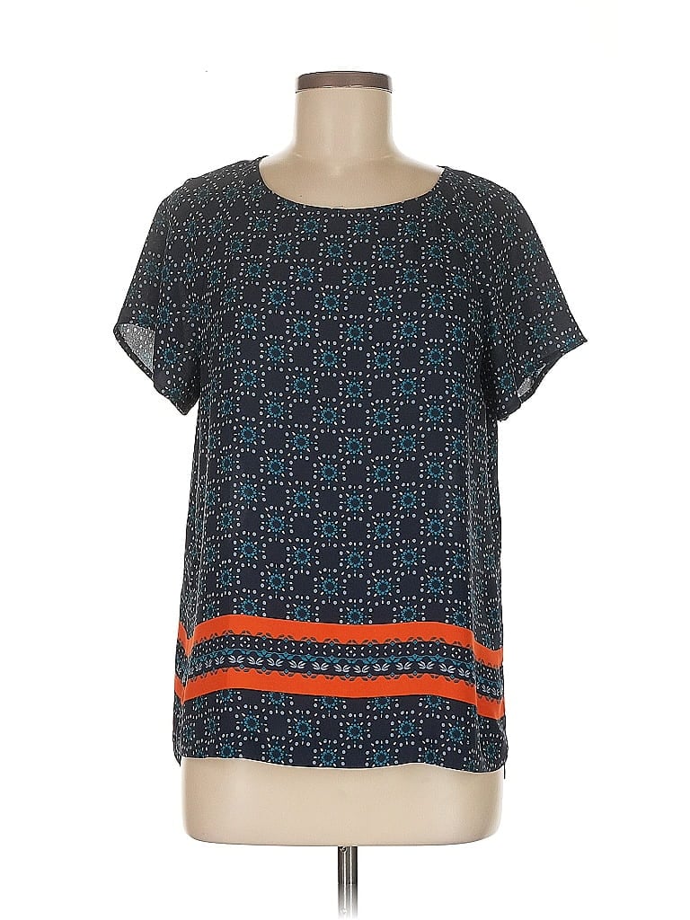 Pre-owned Ann Taylor Loft Short Sleeve Blouse In Blue