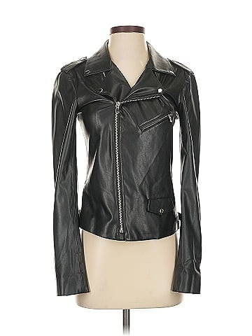 R | Label Faux Leather Jacket (view 1)
