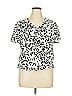 Terra & Sky 100% Rayon Animal Print Ivory Short Sleeve Blouse Size 0X - photo 1