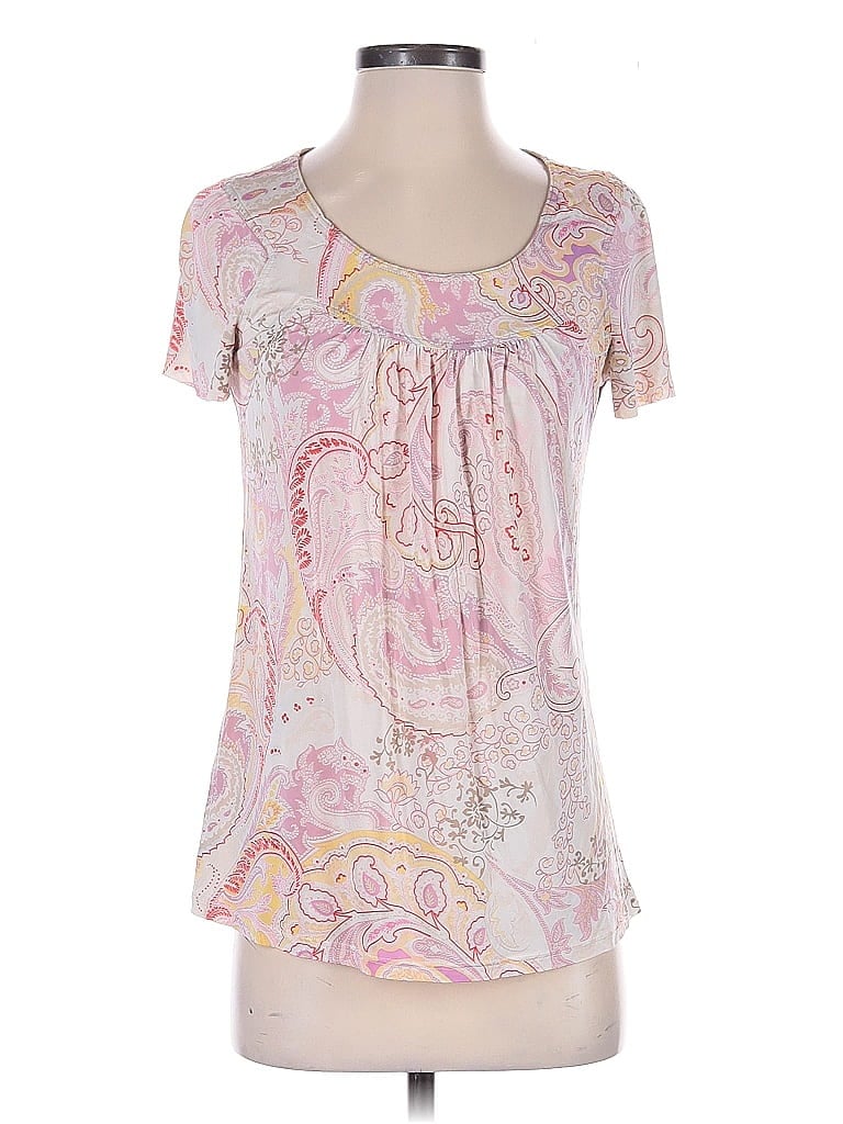 ETRO 100% Viscose Paisley Pink Orange Short Sleeve T-Shirt Size EU (IT) 44 / US 8 - photo 1