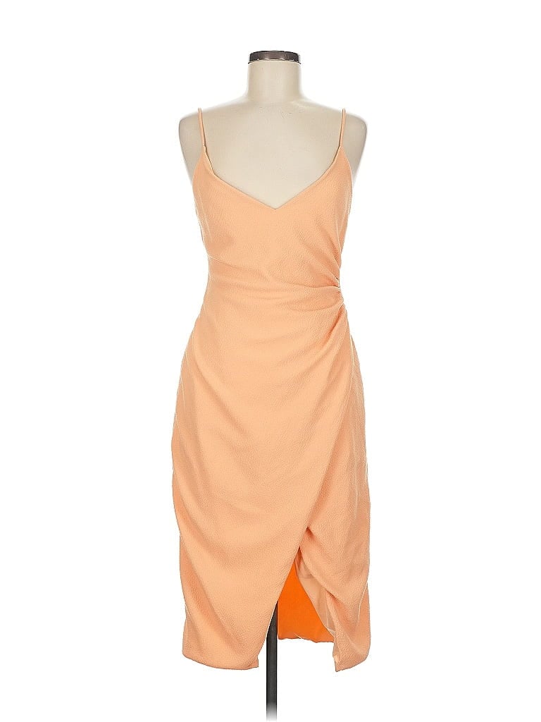 Black Halo Solid Orange Cocktail Dress Size 6 - photo 1