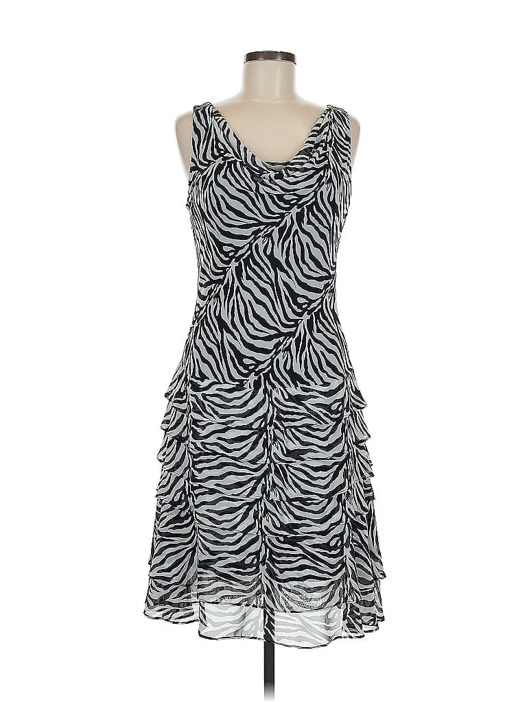 Joseph Ribkoff 100% Polyester Animal Print Silver White Cocktail Dress Size M (estimated) - photo 1
