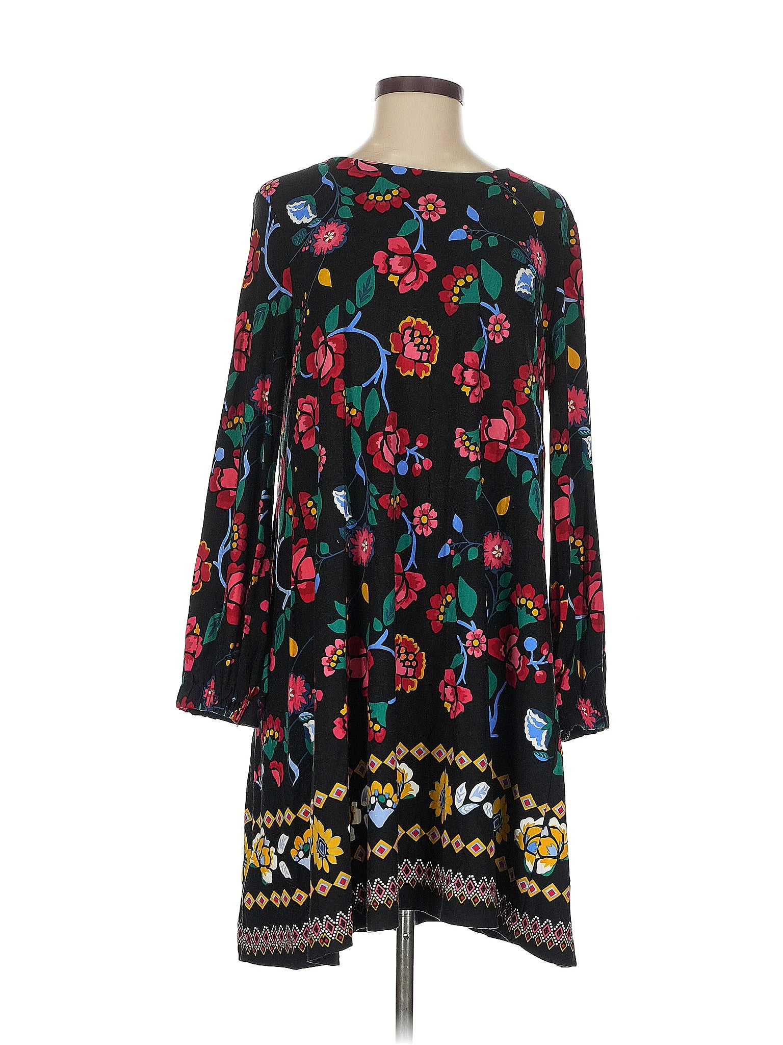 Ann Taylor LOFT Print Black Casual Dress Size M